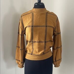 Ann Taylor Factory Mustard Plaid Turtleneck Sweater